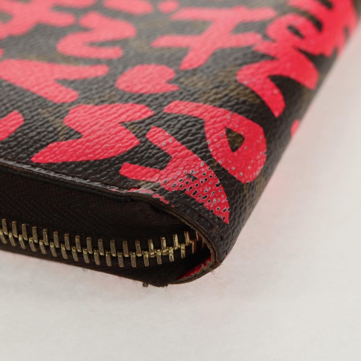 LOUIS VUITTON Monogram Graffiti Zippy Wallet Wallet Pink M93710 Auth 143030V