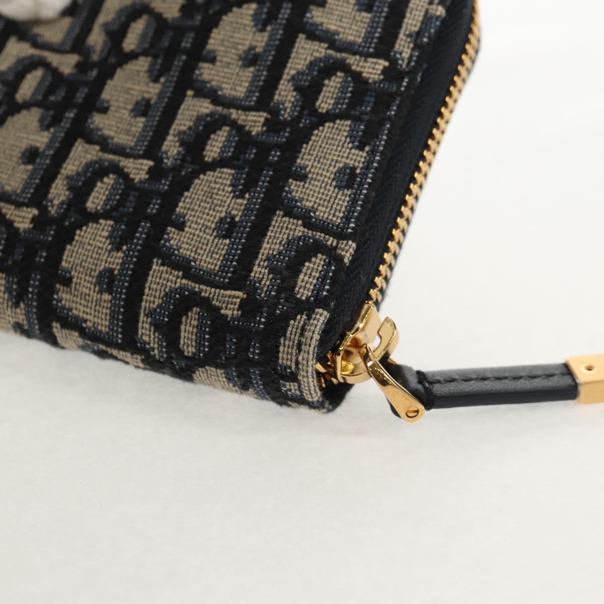 Christian Dior Trotter Canvas Oblique Jacquard Long Wallet Navy Auth 143038SAM