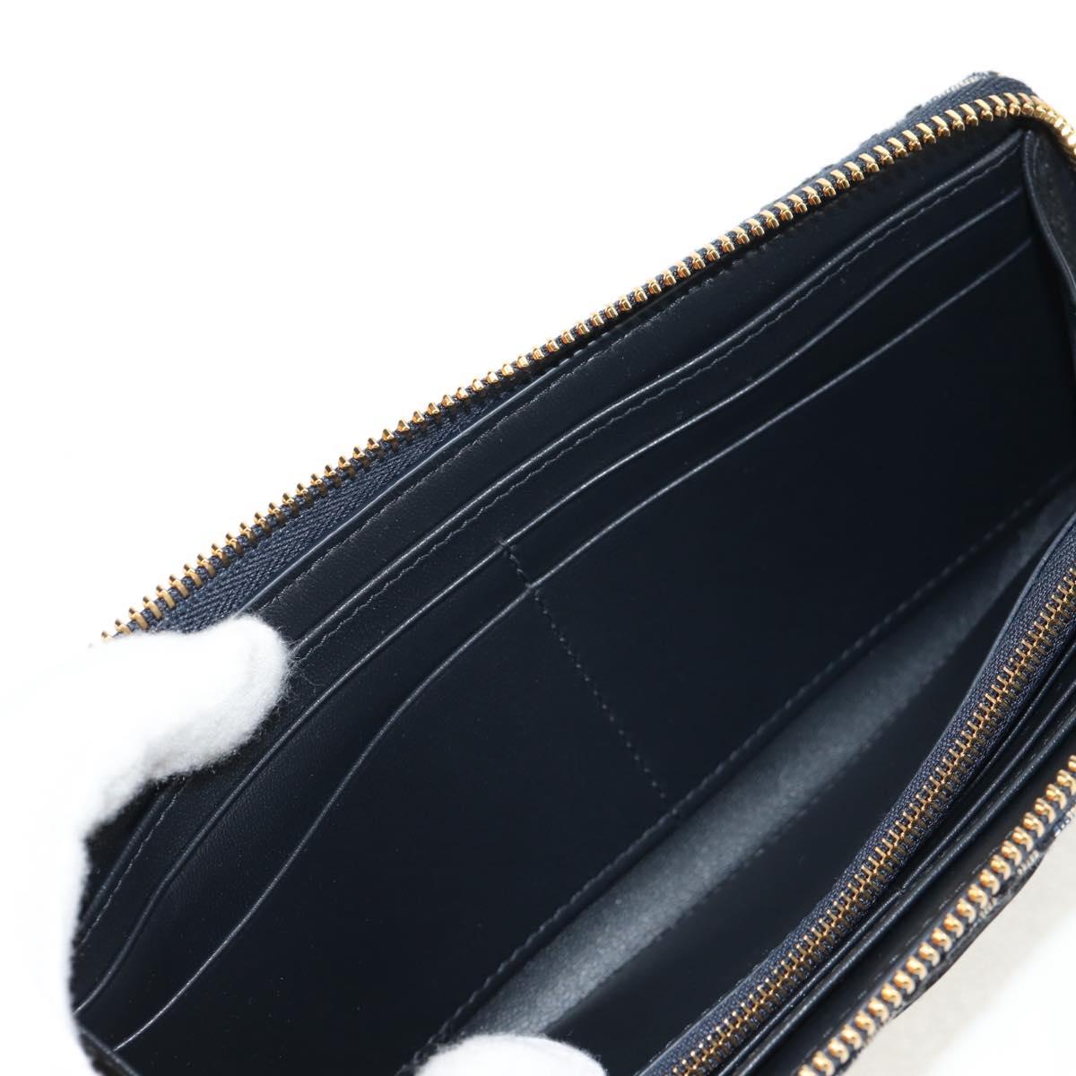 Christian Dior Trotter Canvas Oblique Jacquard Long Wallet Navy Auth 143038SAM