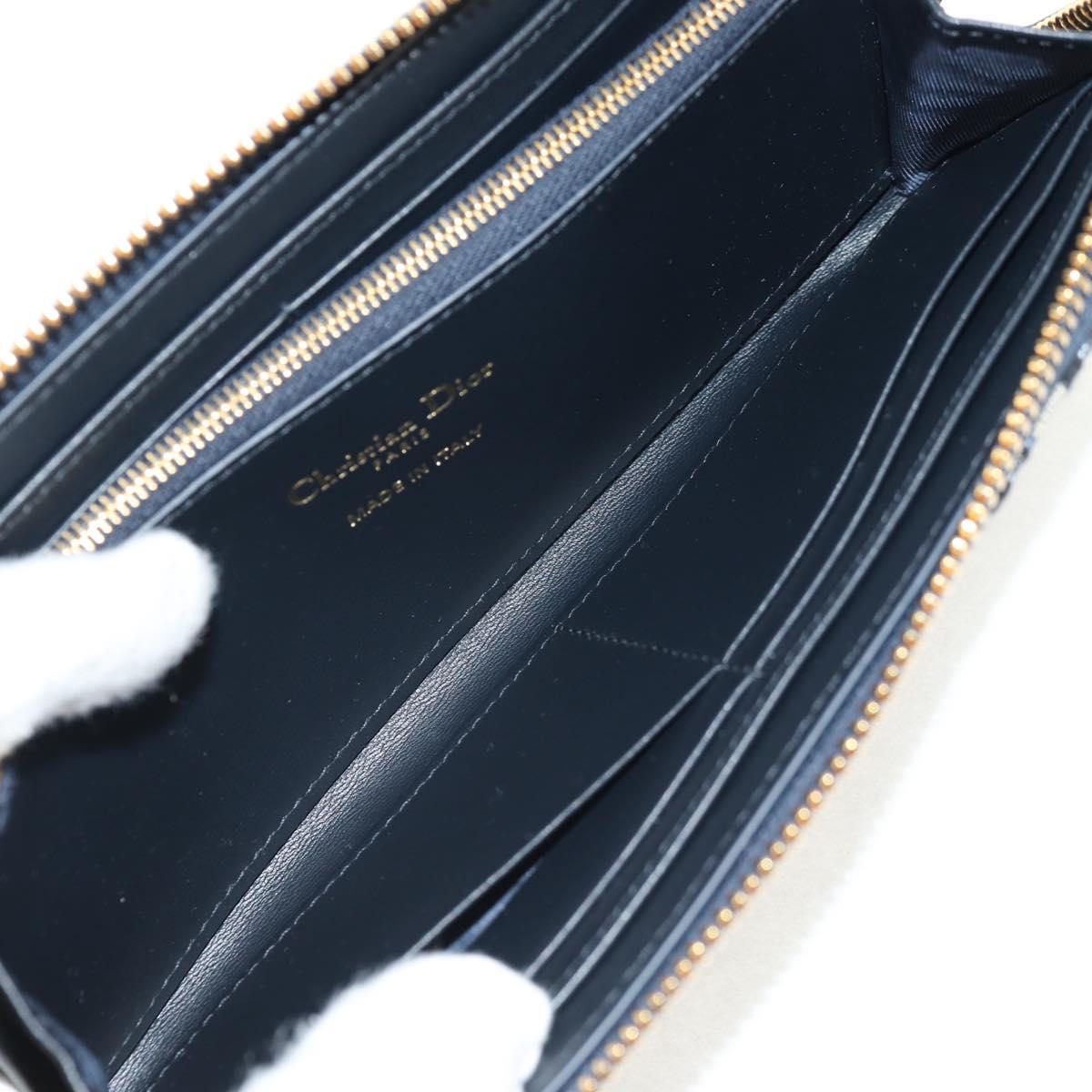 Christian Dior Trotter Canvas Oblique Jacquard Long Wallet Navy Auth 143038SAM