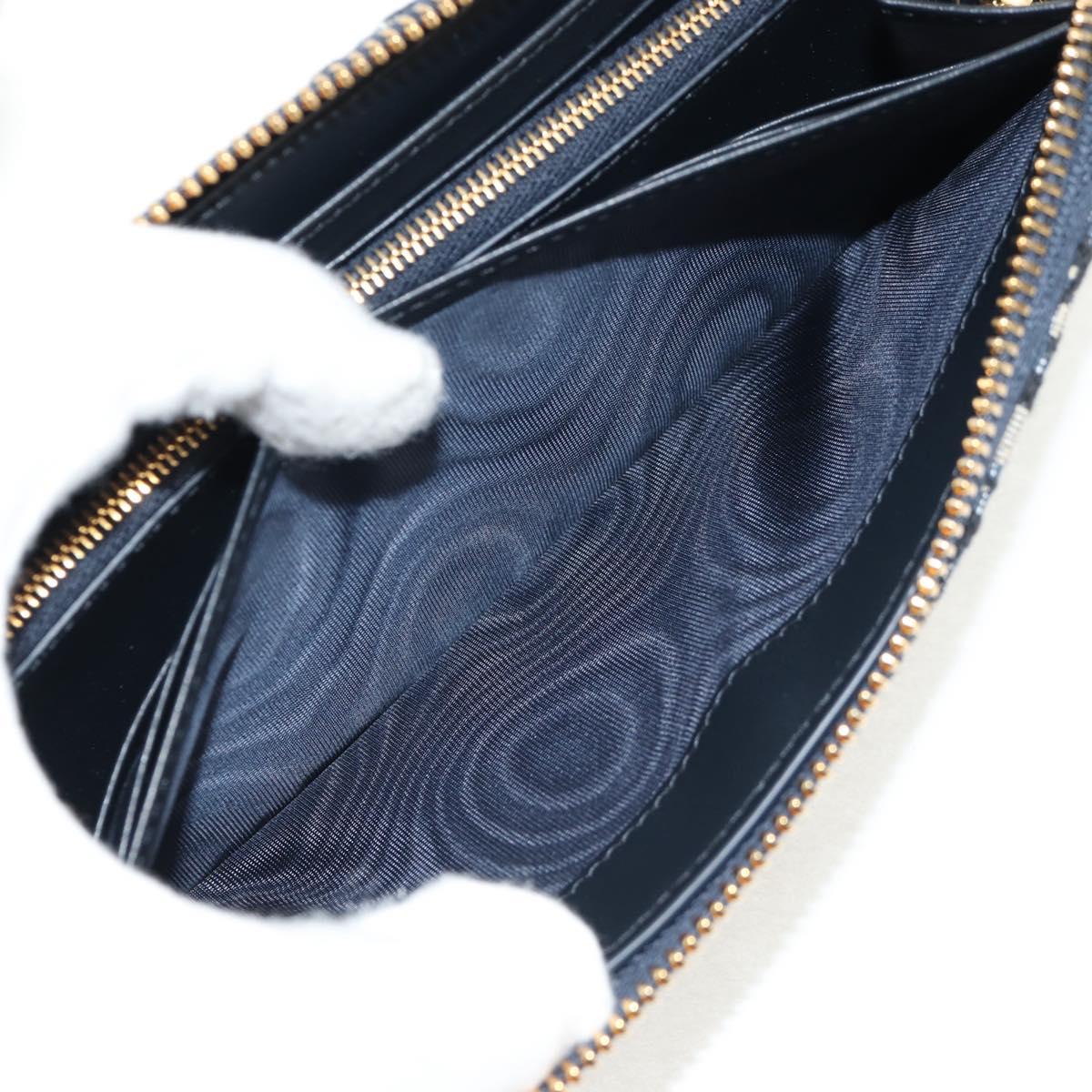 Christian Dior Trotter Canvas Oblique Jacquard Long Wallet Navy Auth 143038SAM