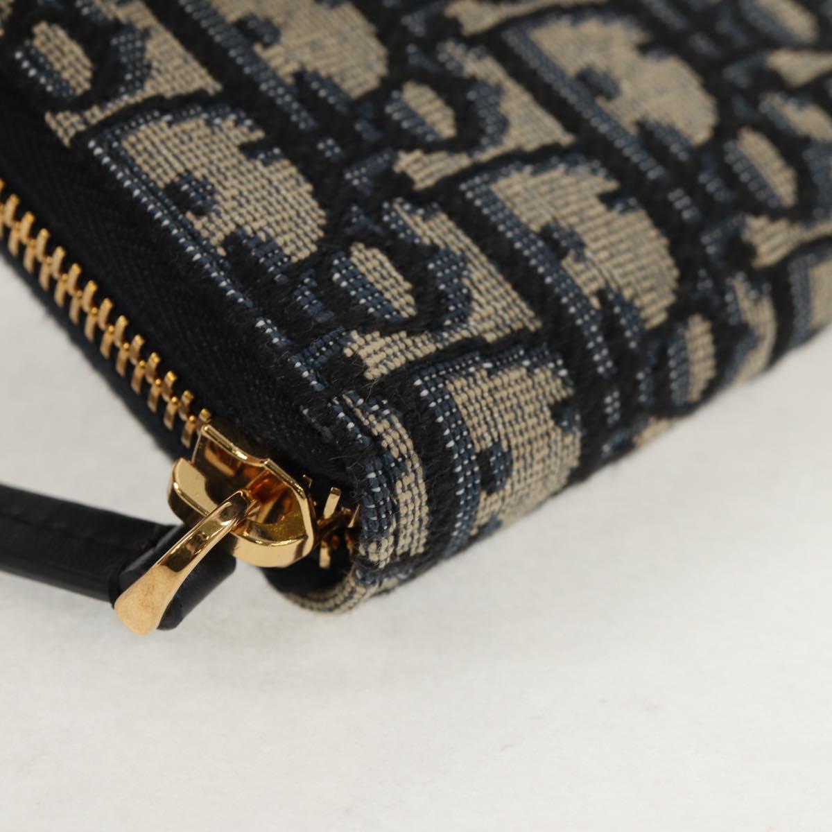 Christian Dior Trotter Canvas Oblique Jacquard Long Wallet Navy Auth 143038SAM