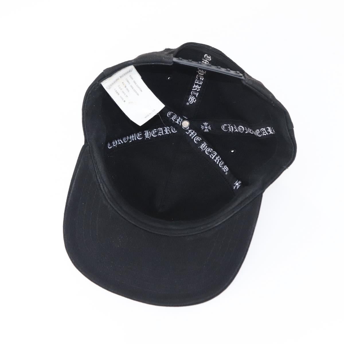 Chrome Hearts CH Plus Vertical Logo Denim Trucker Cap Cotton Black Auth 143040M