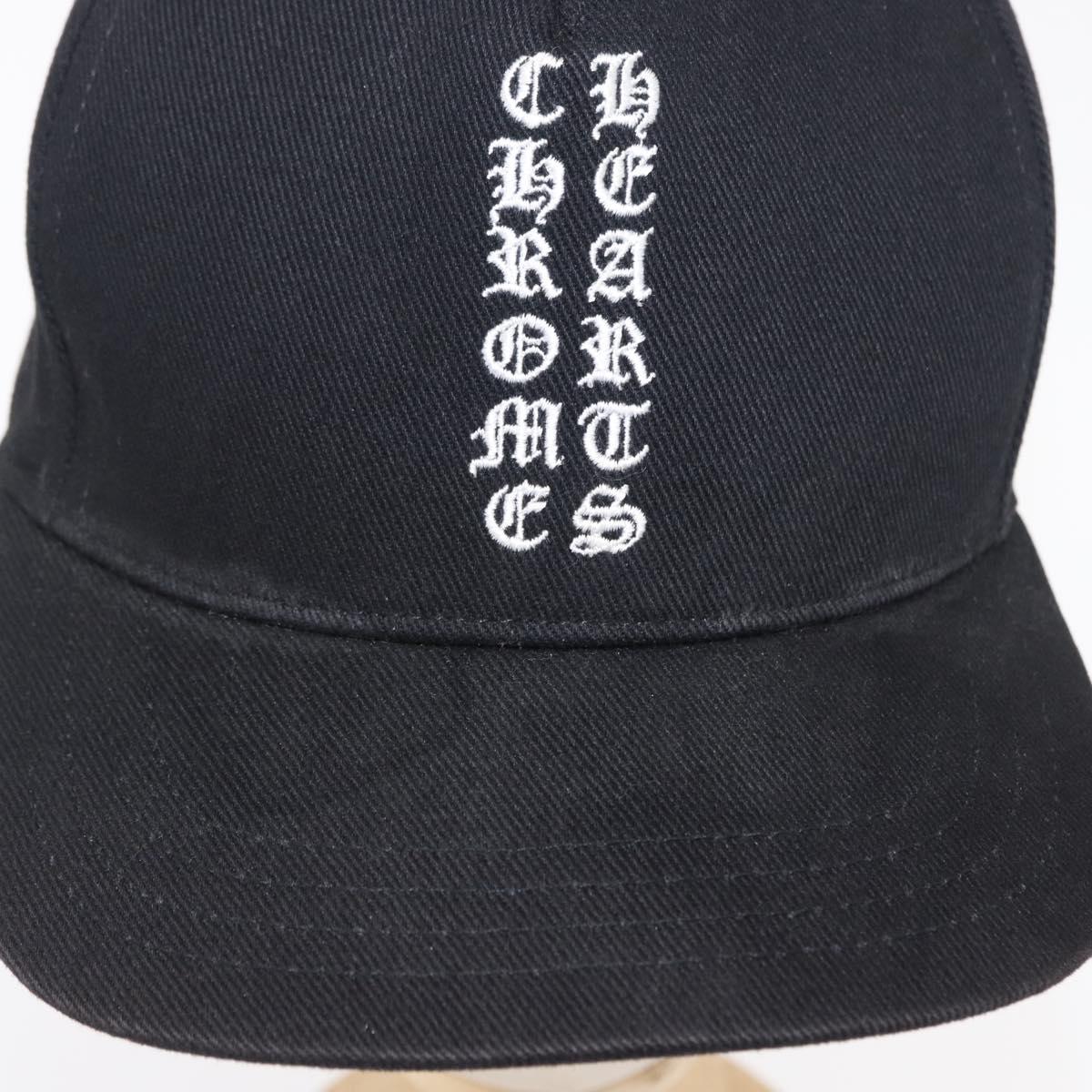 Chrome Hearts CH Plus Vertical Logo Denim Trucker Cap Cotton Black Auth 143040M