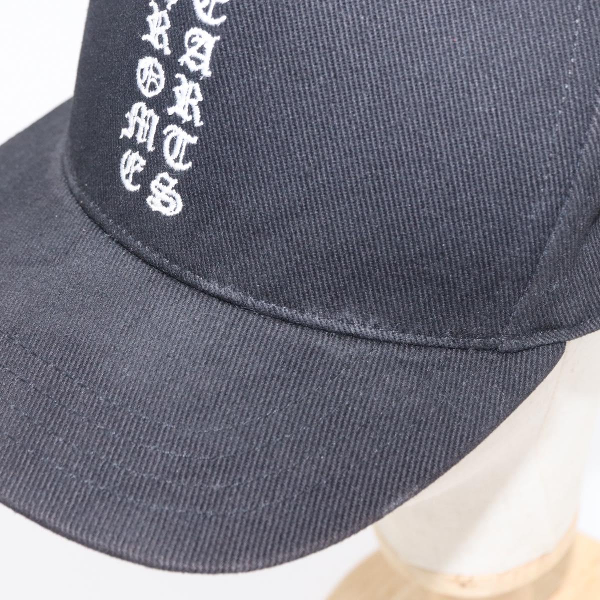 Chrome Hearts CH Plus Vertical Logo Denim Trucker Cap Cotton Black Auth 143040M