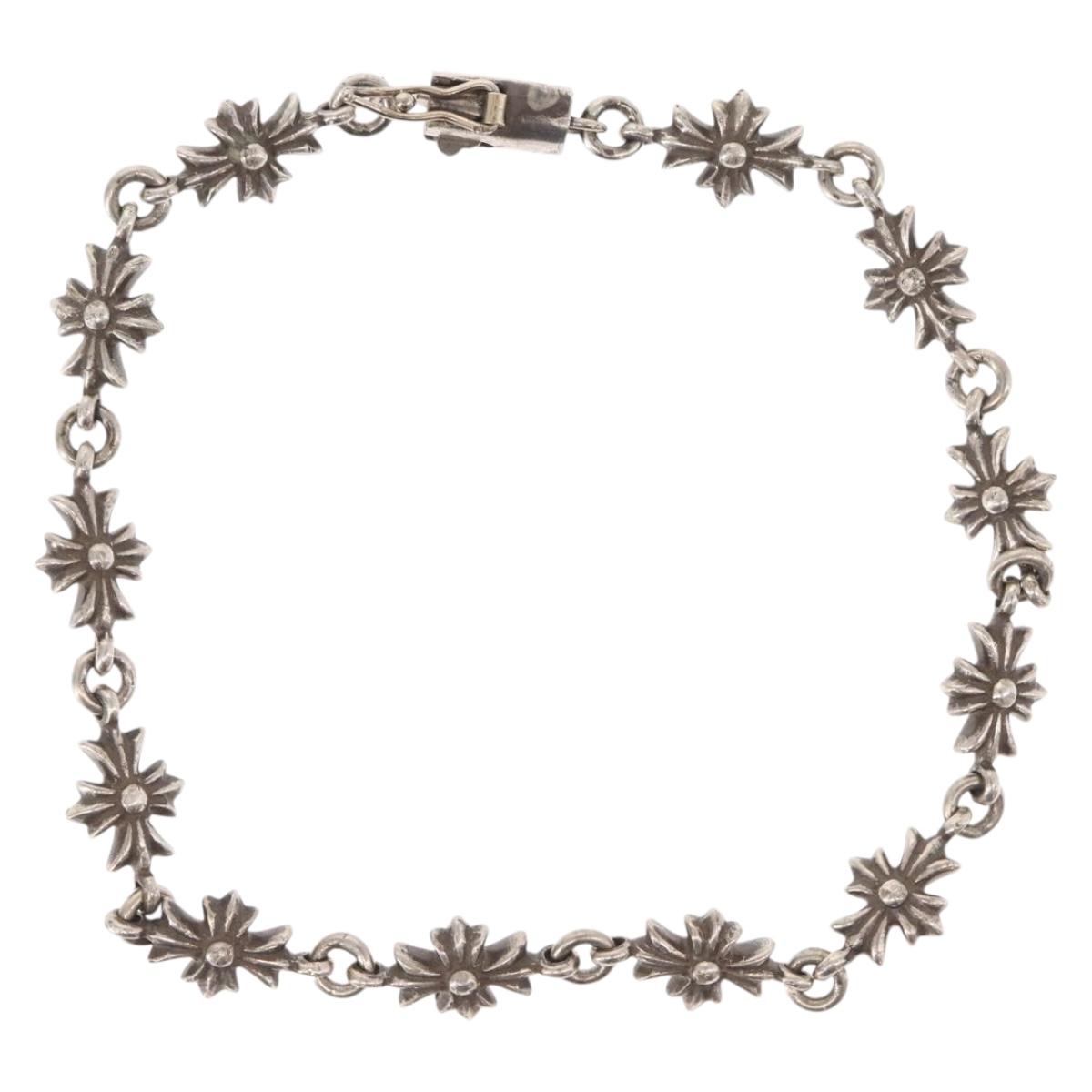 Chrome Hearts Tiny E CH Plus Bracelet Ag925 12 LINK Silver Auth 143050M