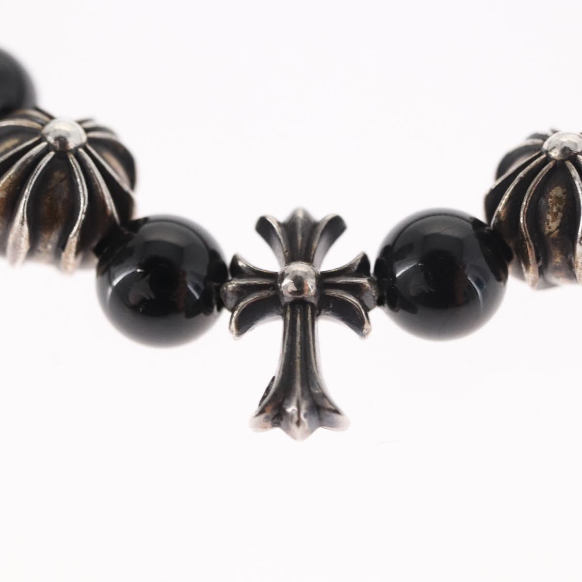 Chrome Hearts CH Cross Onyx 0.2"" Bead Bracelet Bracelet Ag925 Auth 143051M