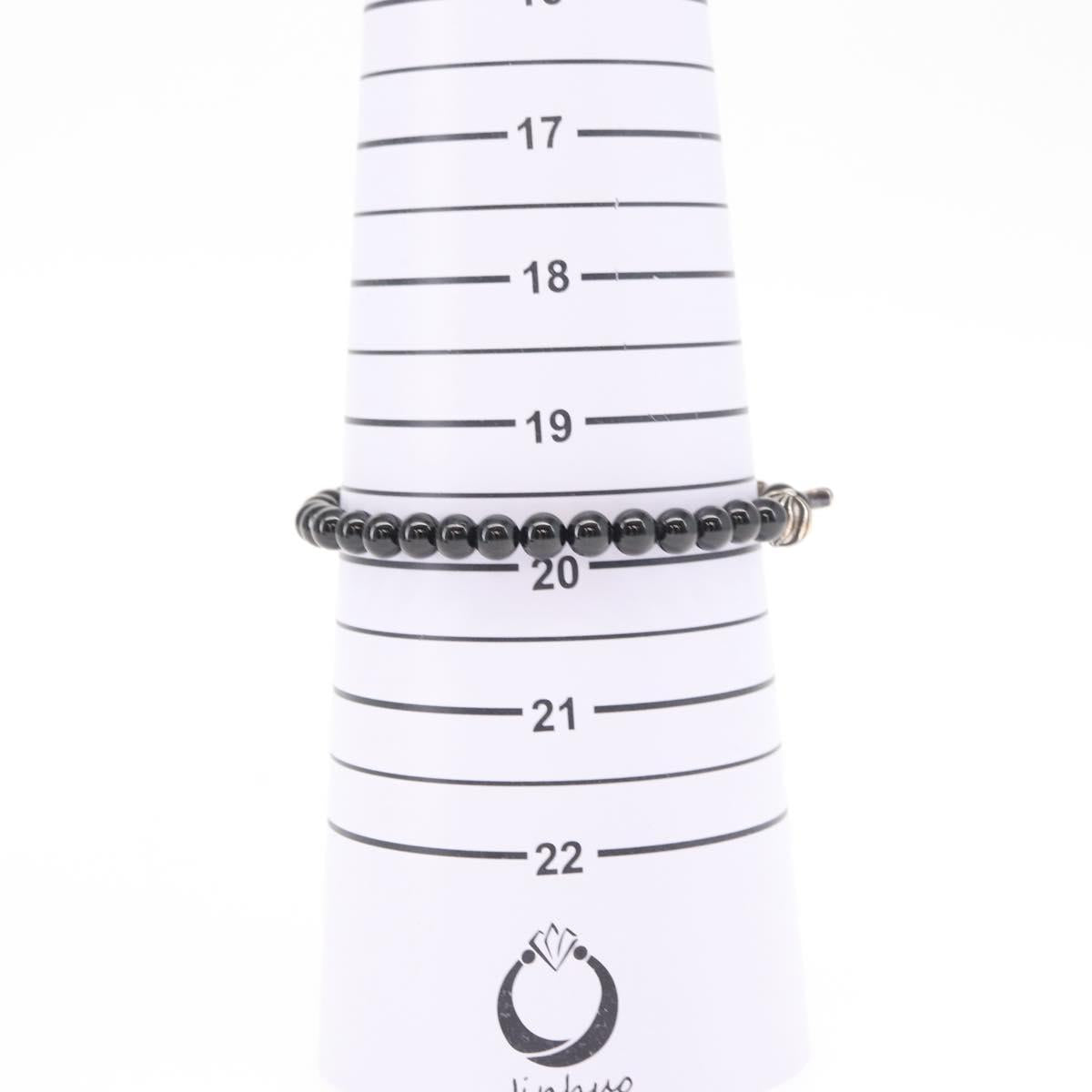 Chrome Hearts CH Cross Onyx 0.2"" Bead Bracelet Bracelet Ag925 Auth 143051M