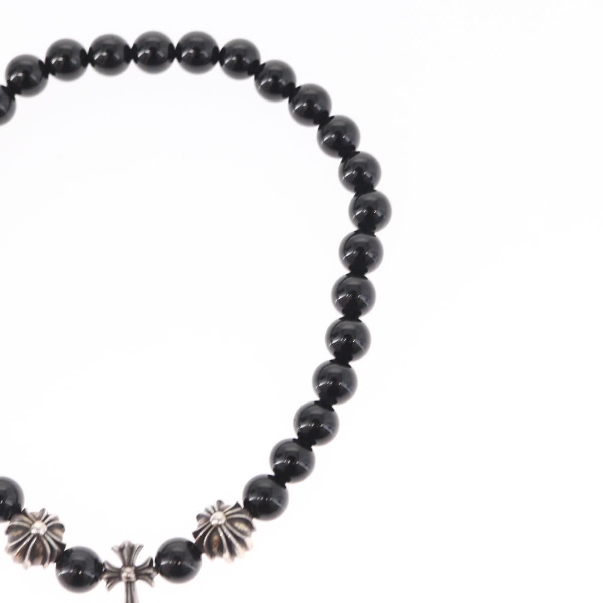 Chrome Hearts CH Cross Onyx 0.2"" Bead Bracelet Bracelet Ag925 Auth 143051M