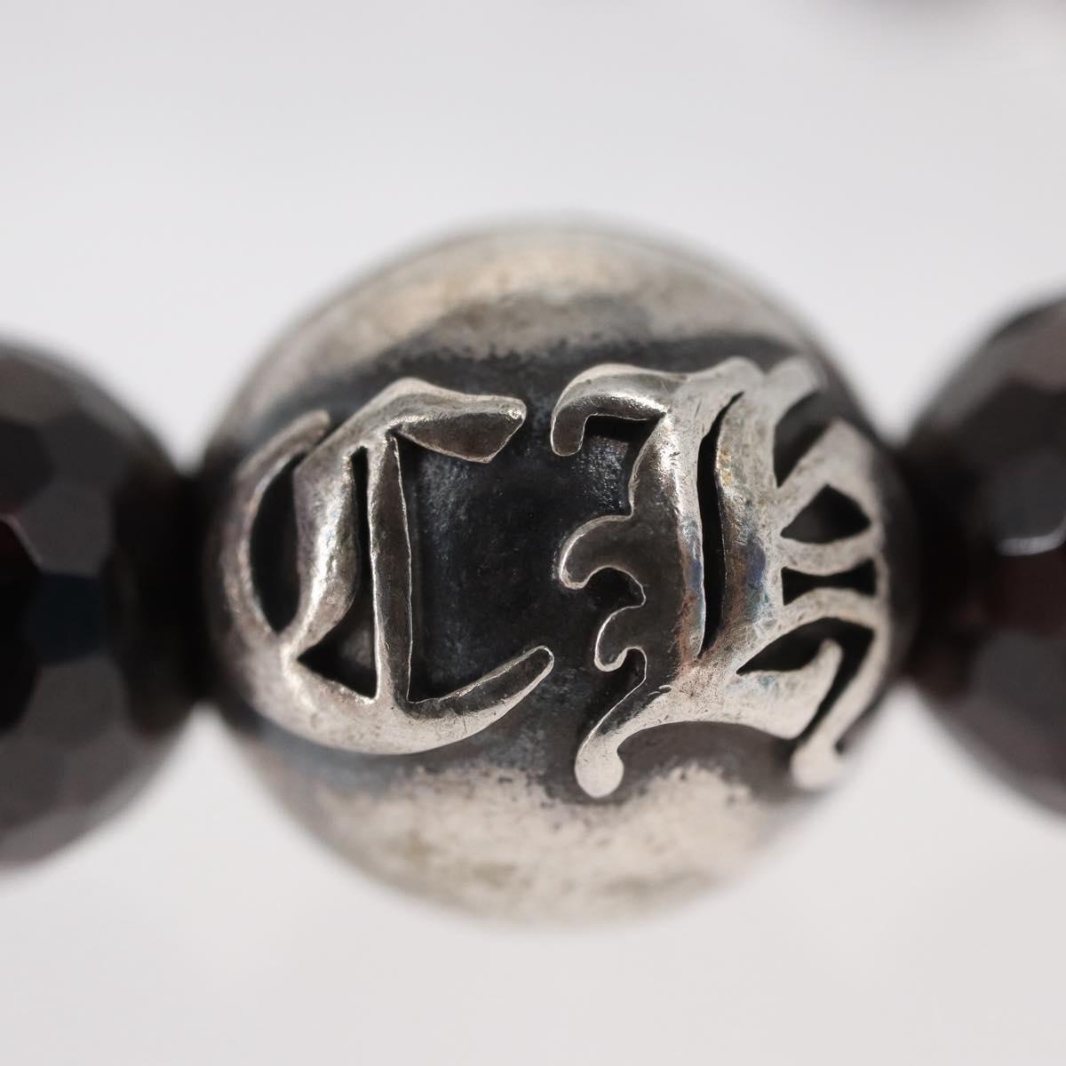 Chrome Hearts CH Plus Cross Ball Garnet 0.4"" Bead Bracelet Ag925 Auth 143052M