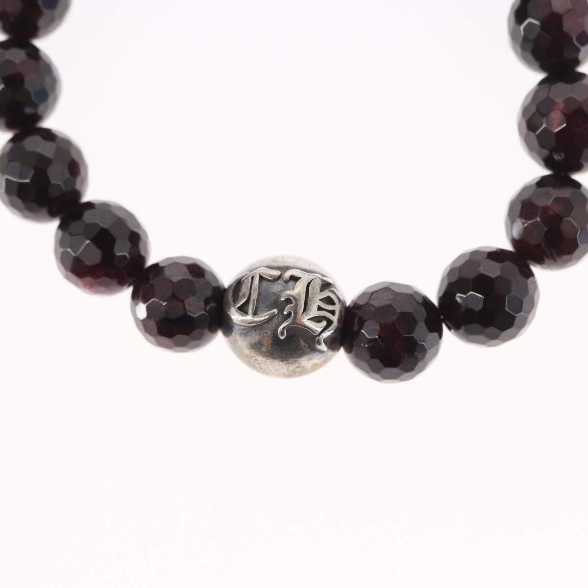 Chrome Hearts CH Plus Cross Ball Garnet 0.4"" Bead Bracelet Ag925 Auth 143052M