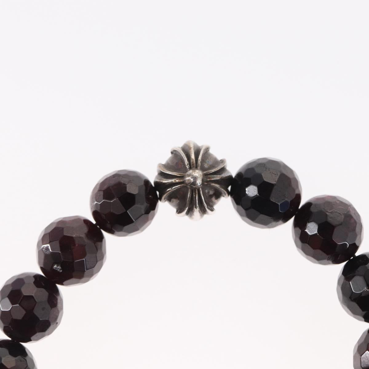 Chrome Hearts CH Plus Cross Ball Garnet 0.4"" Bead Bracelet Ag925 Auth 143052M
