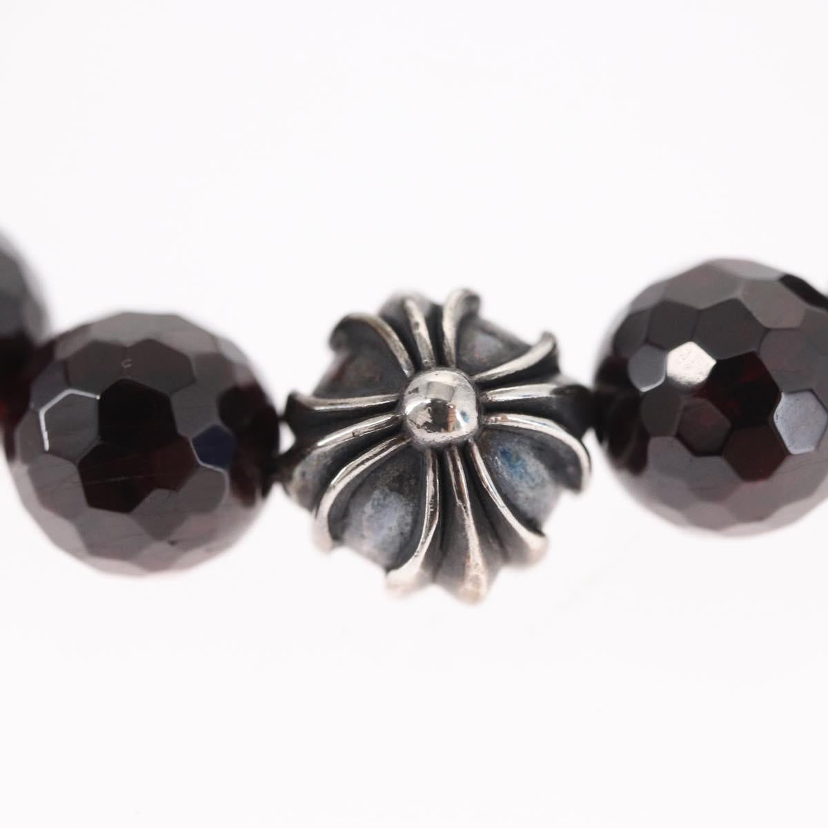 Chrome Hearts CH Plus Cross Ball Garnet 0.4"" Bead Bracelet Ag925 Auth 143053M