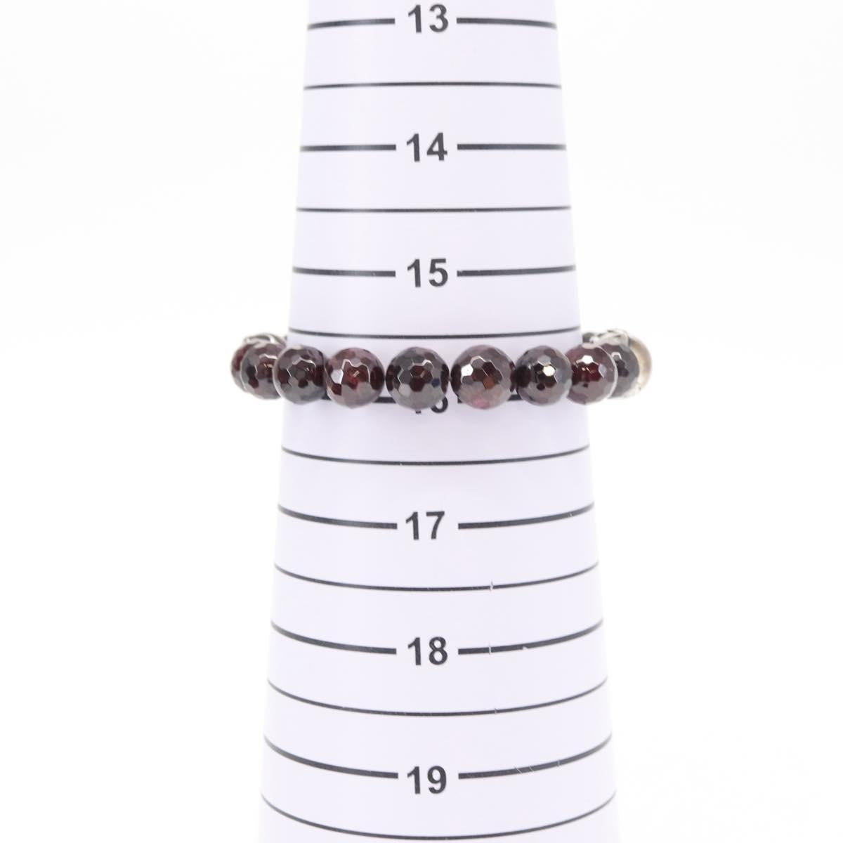Chrome Hearts CH Plus Cross Ball Garnet 0.4"" Bead Bracelet Ag925 Auth 143053M