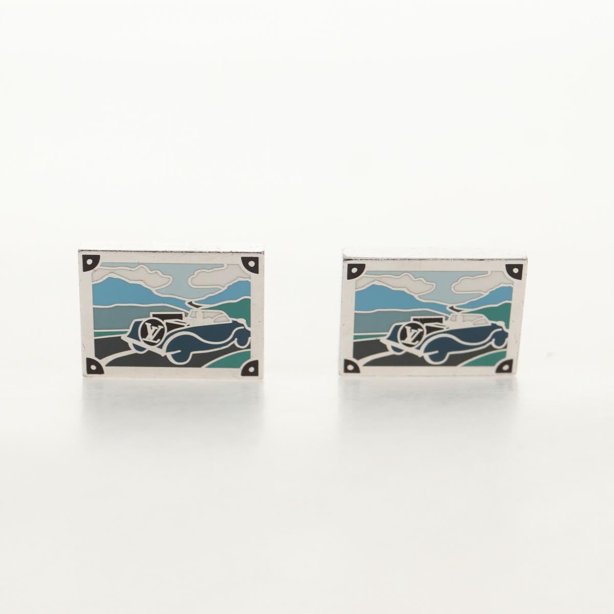 LOUIS VUITTON Damier Classic Car Bouton de Manchette Cuffs Ag925 LV Auth 143055M