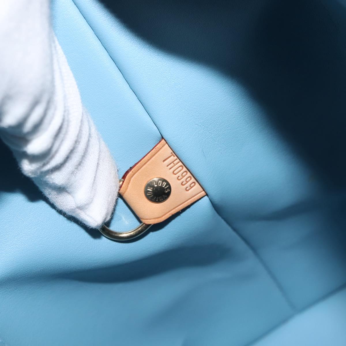 LOUIS VUITTON Monogram Vernis Houston Hand Bag Baby Blue M91005 LV Auth 143080