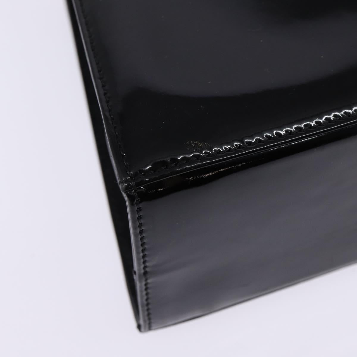 Salvatore Ferragamo Gancini Hand Bag Patent leather 2way Black Gold Auth 143083