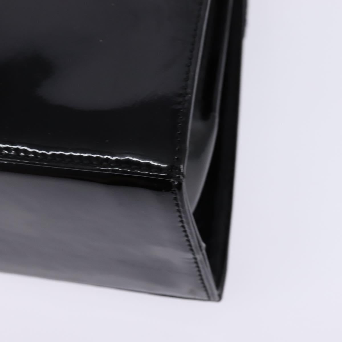 Salvatore Ferragamo Gancini Hand Bag Patent leather 2way Black Gold Auth 143083