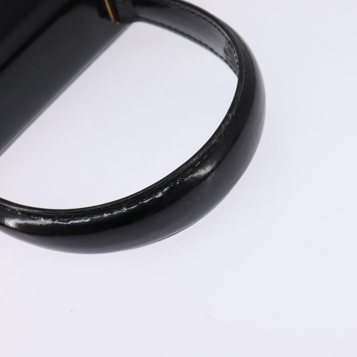 Salvatore Ferragamo Gancini Hand Bag Patent leather 2way Black Gold Auth 143083