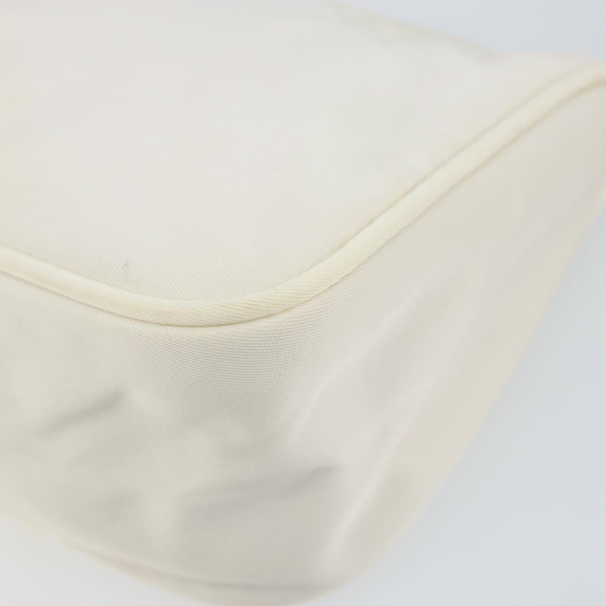 PRADA Accessory Pouch Nylon White Silver Auth 143085