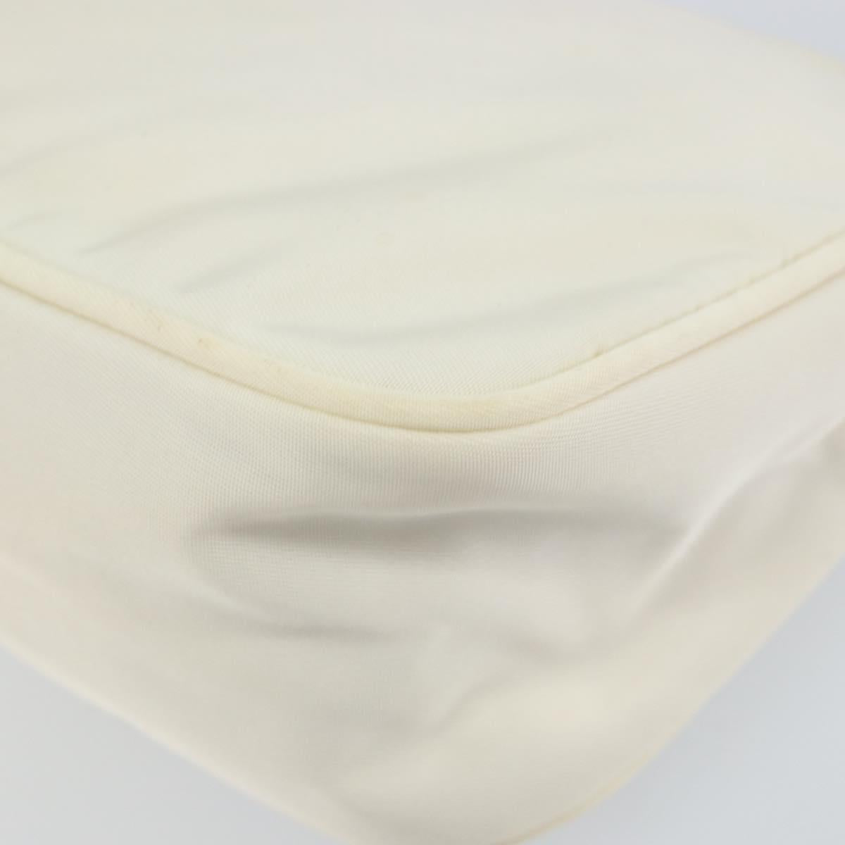 PRADA Accessory Pouch Nylon White Silver Auth 143085
