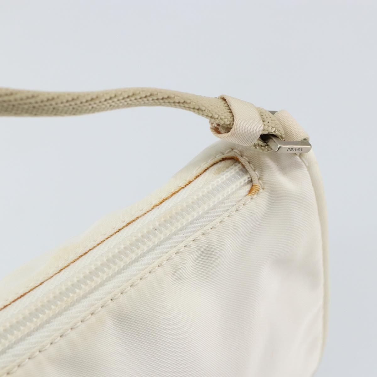 PRADA Accessory Pouch Nylon White Silver Auth 143085