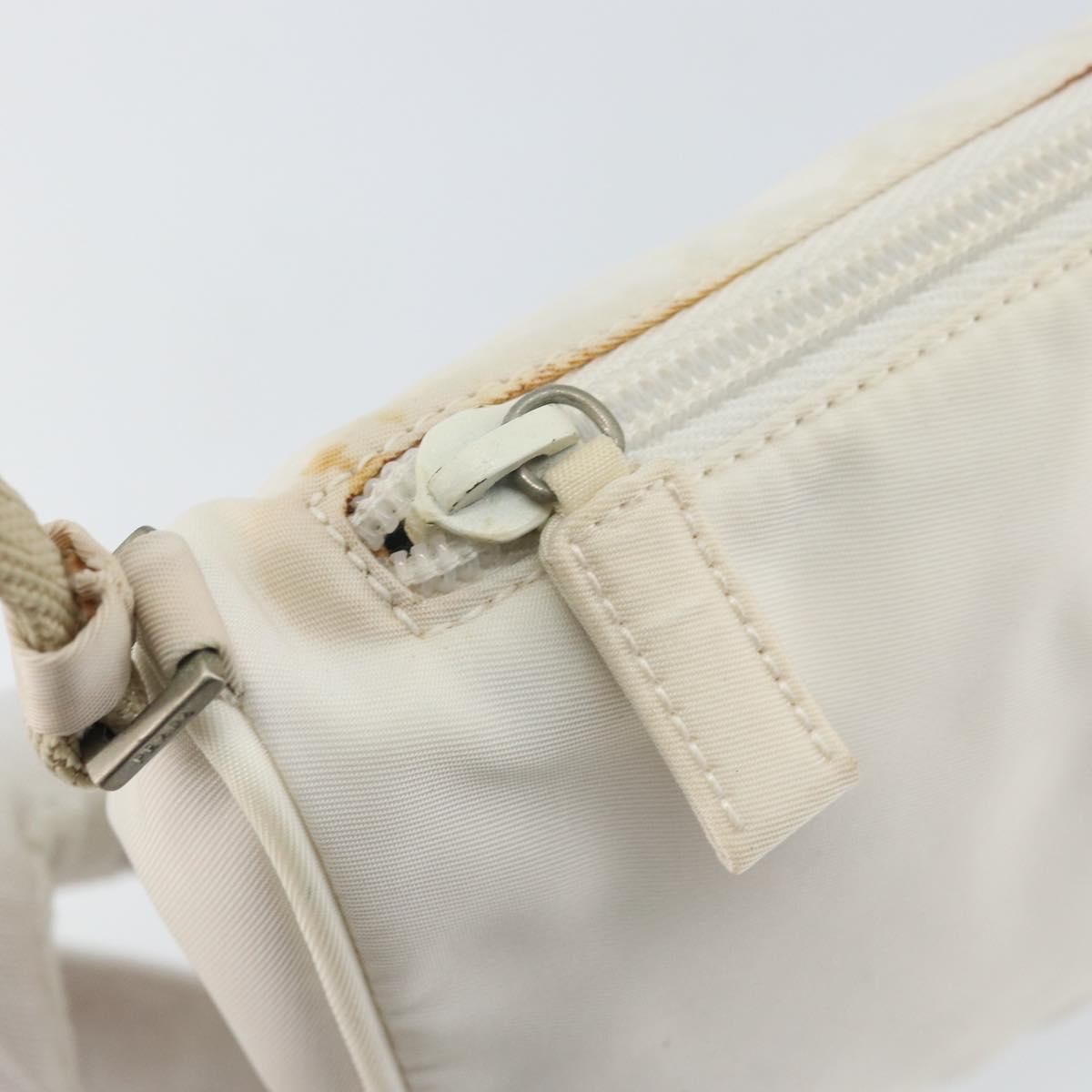 PRADA Accessory Pouch Nylon White Silver Auth 143085