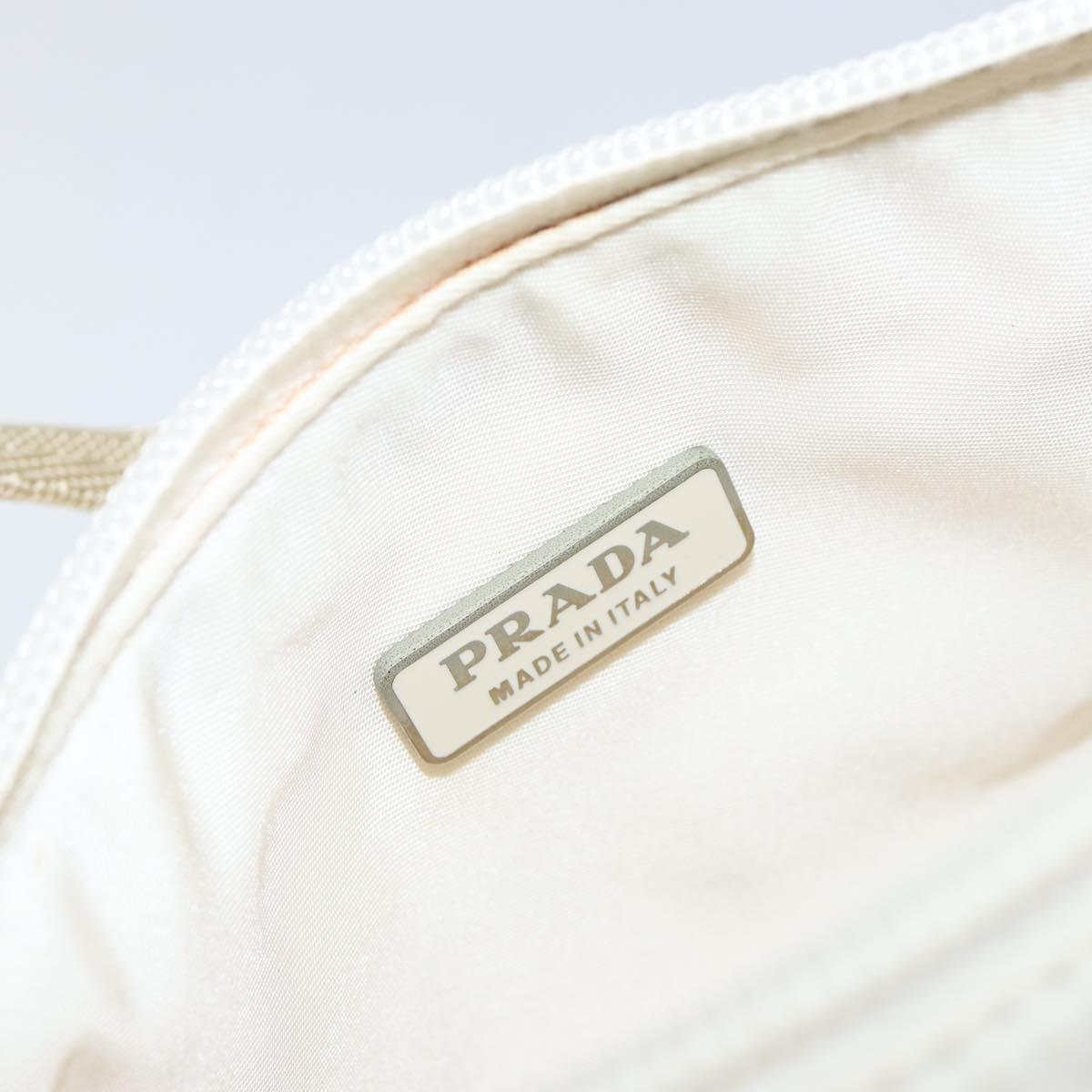 PRADA Accessory Pouch Nylon White Silver Auth 143085