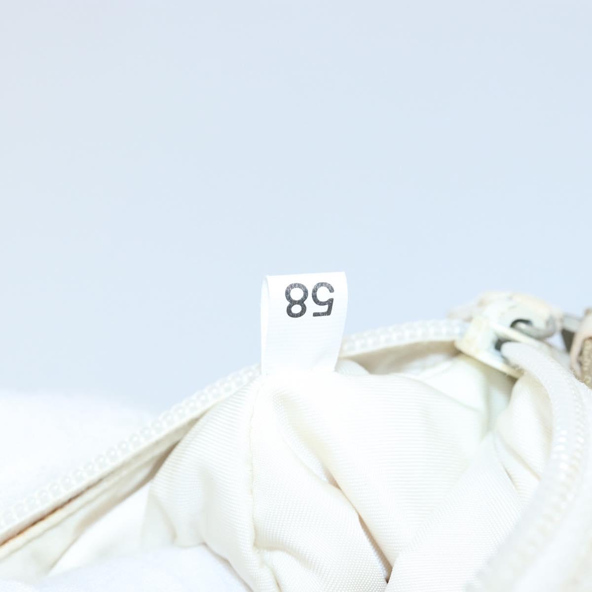 PRADA Accessory Pouch Nylon White Silver Auth 143085