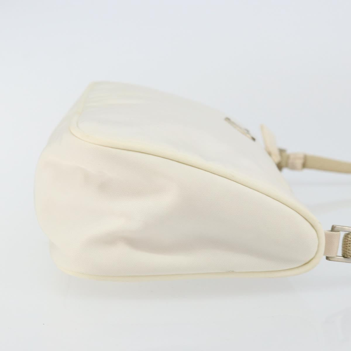 PRADA Accessory Pouch Nylon White Silver Auth 143085