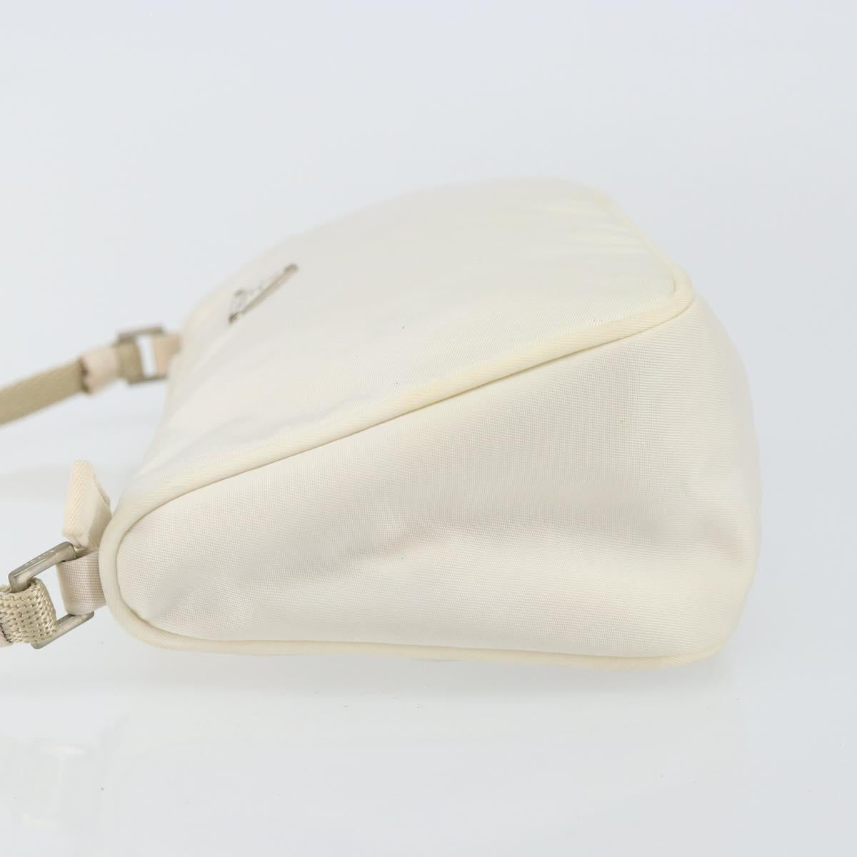 PRADA Accessory Pouch Nylon White Silver Auth 143085