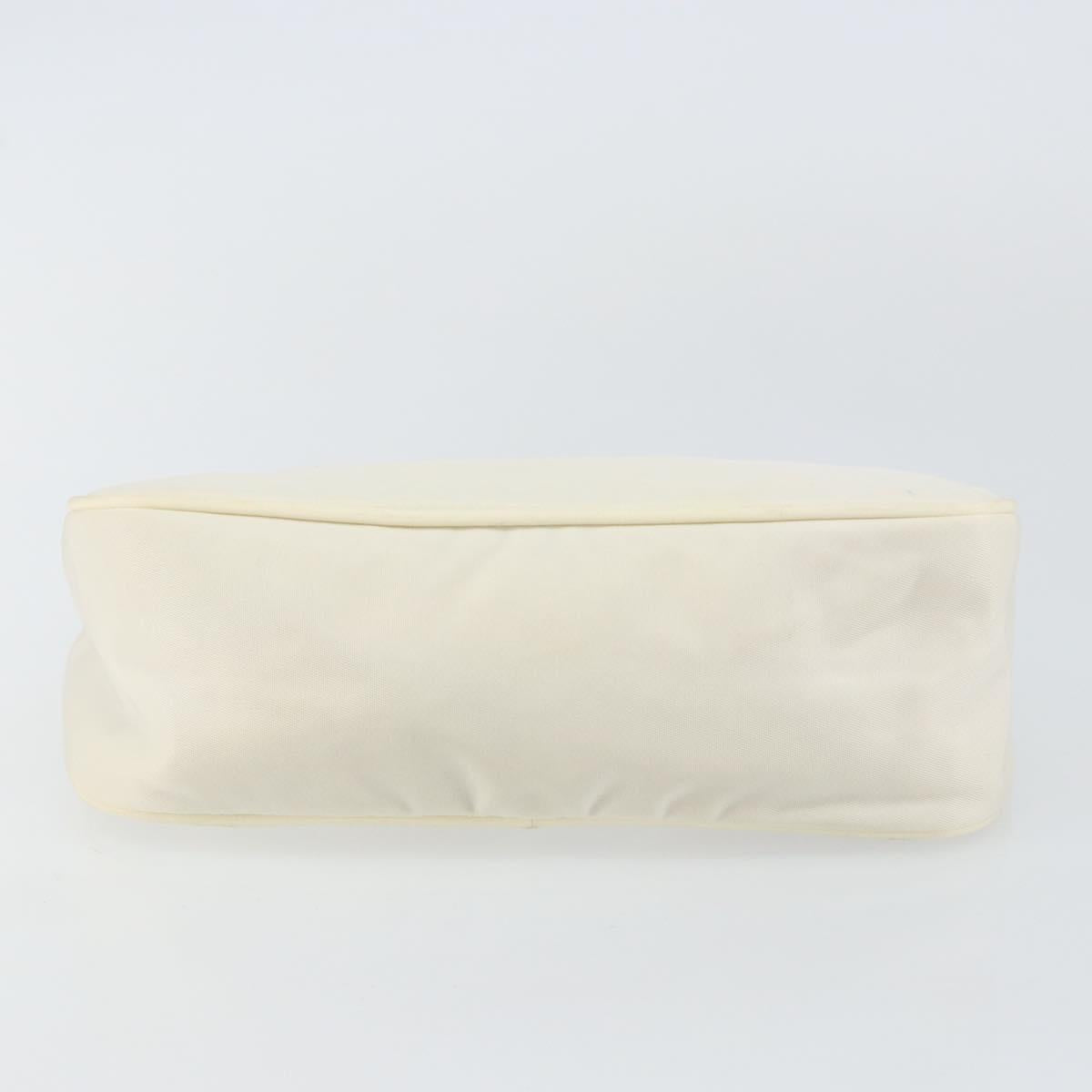 PRADA Accessory Pouch Nylon White Silver Auth 143085