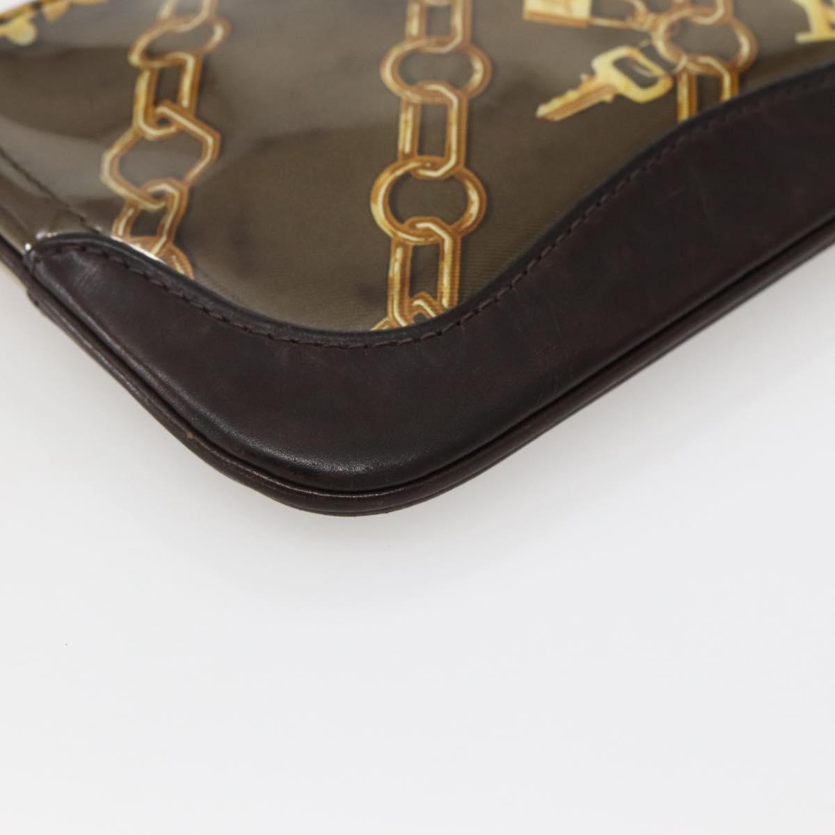LOUIS VUITTON Monogram Charm Pochette Plat Coin Purse Brown LV Auth 143092