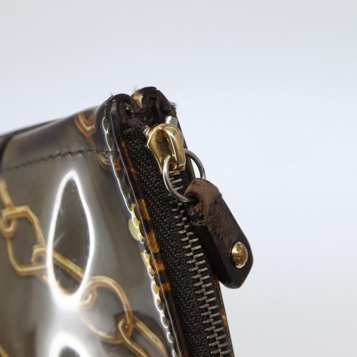 LOUIS VUITTON Monogram Charm Pochette Plat Coin Purse Brown LV Auth 143092