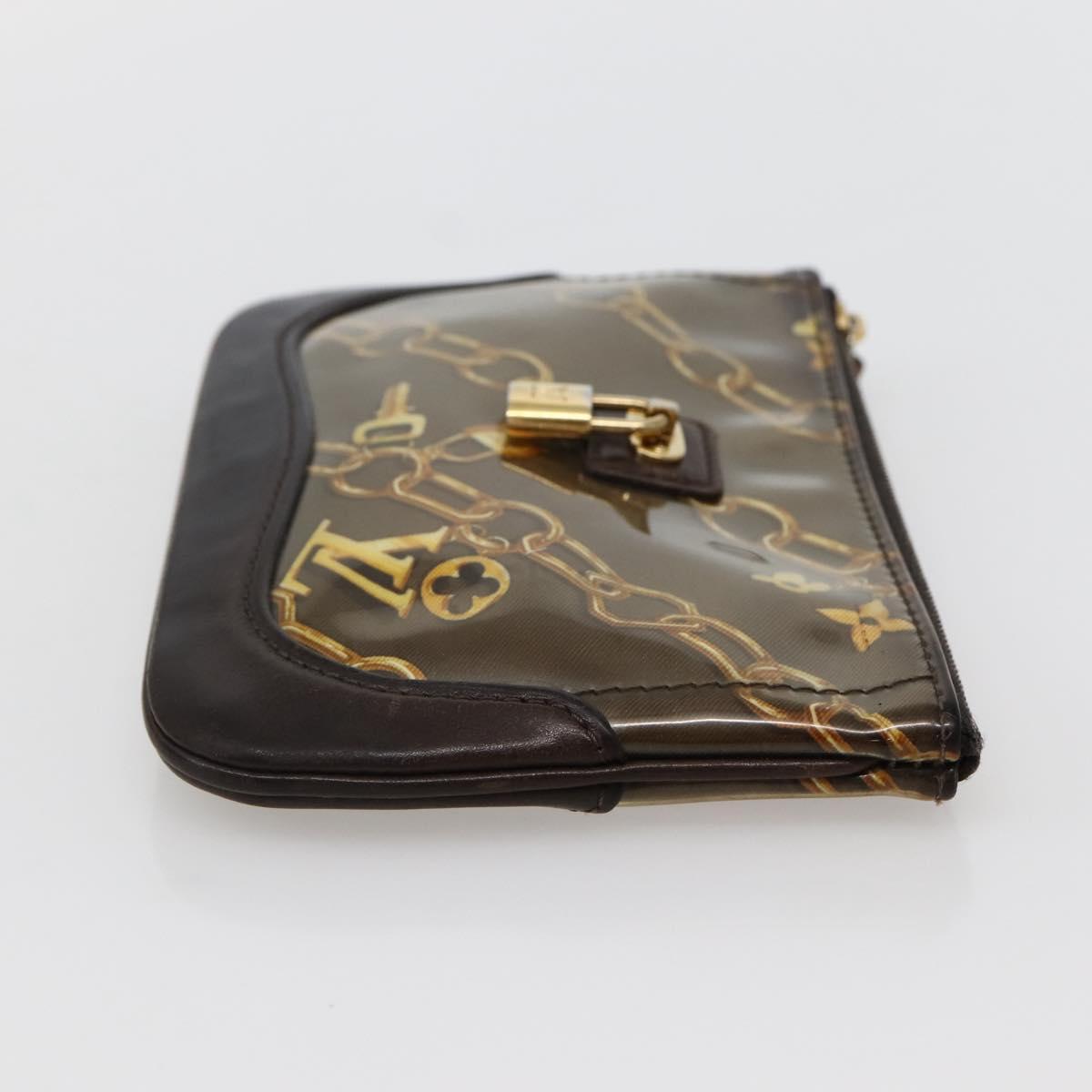 LOUIS VUITTON Monogram Charm Pochette Plat Coin Purse Brown LV Auth 143092