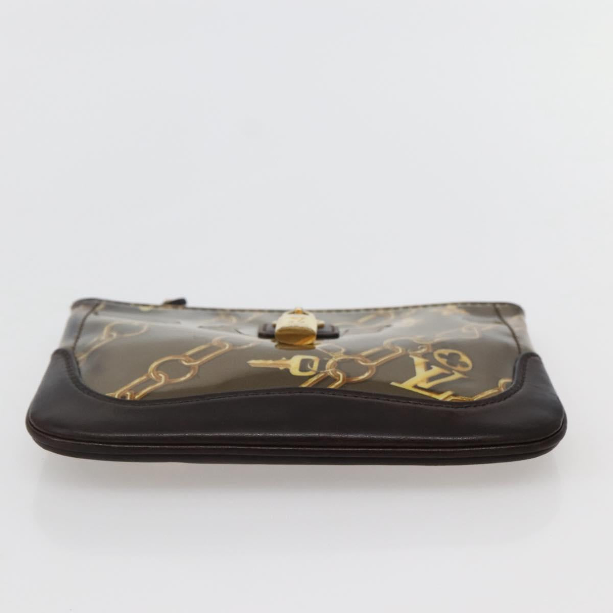 LOUIS VUITTON Monogram Charm Pochette Plat Coin Purse Brown LV Auth 143092