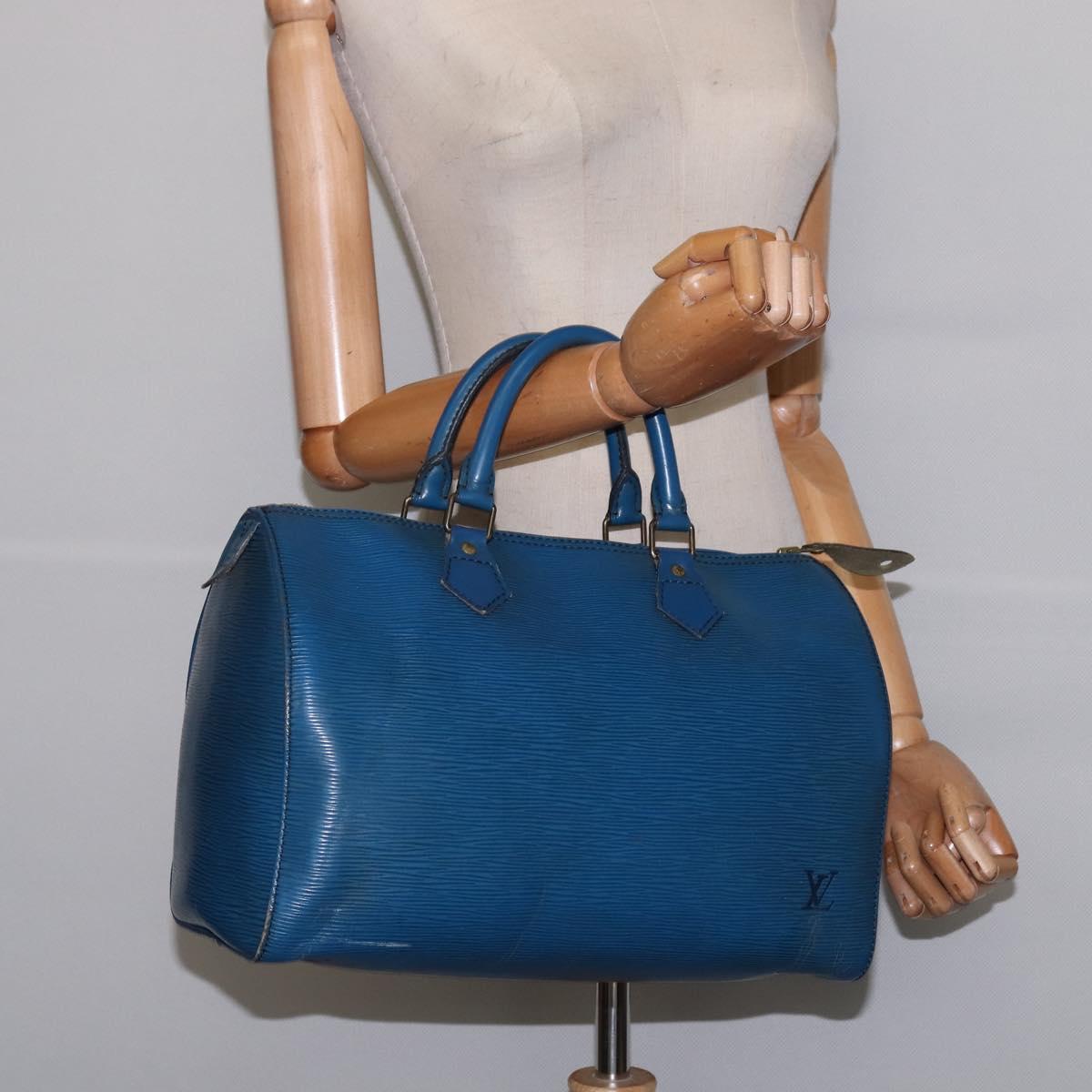 LOUIS VUITTON Epi Speedy 30 Hand Bag Toledo Blue M43005 LV Auth 143100