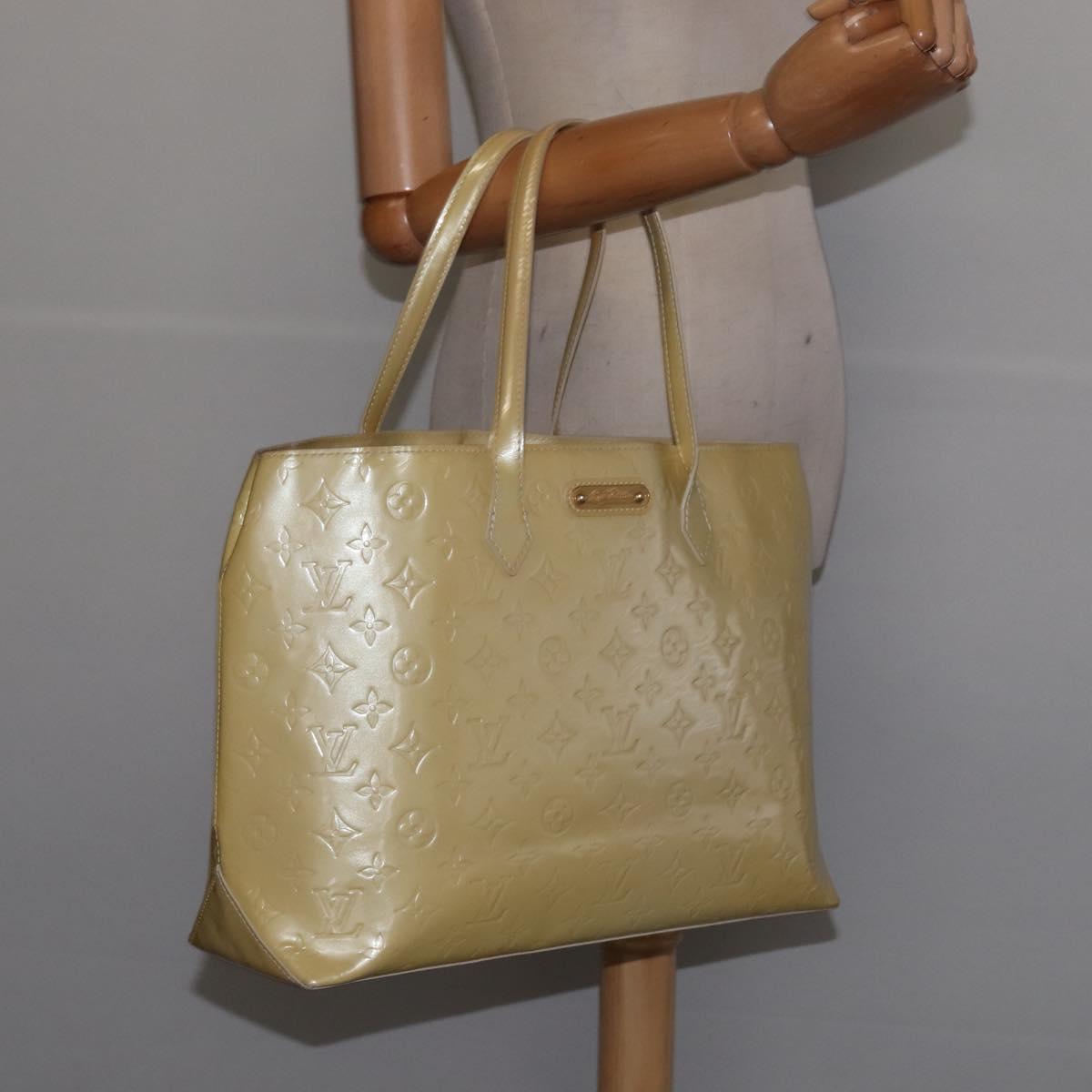 LOUIS VUITTON Monogram Vernis Wilshire MM Hand Bag Broncorail M91441 Auth 143123