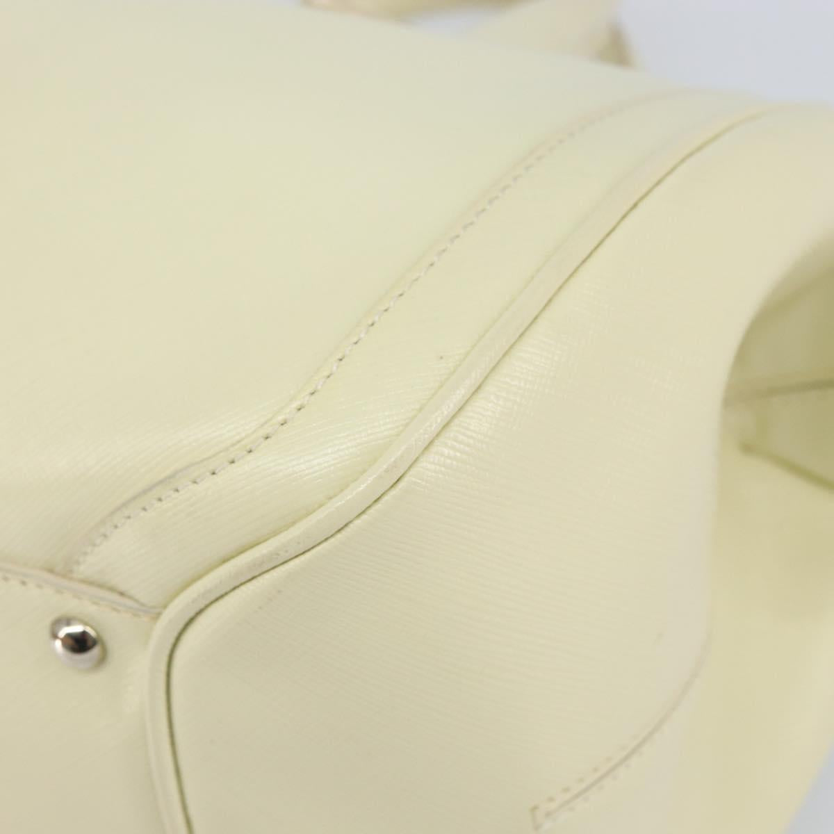 Salvatore Ferragamo Gancini Hand Bag Leather White Silver Auth 143127