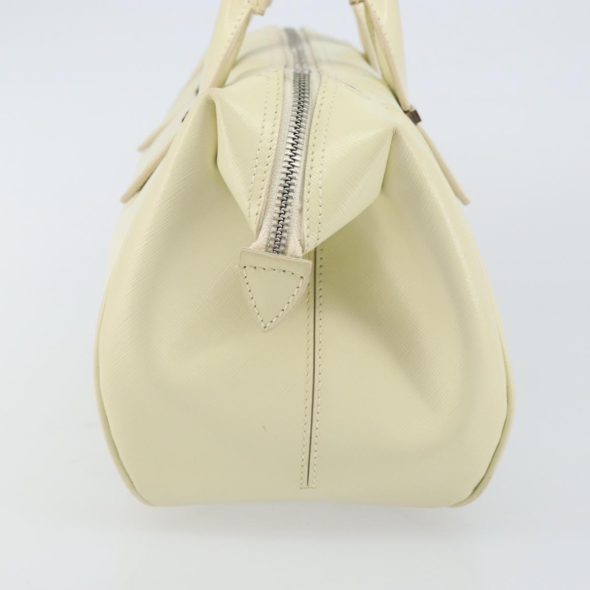 Salvatore Ferragamo Gancini Hand Bag Leather White Silver Auth 143127