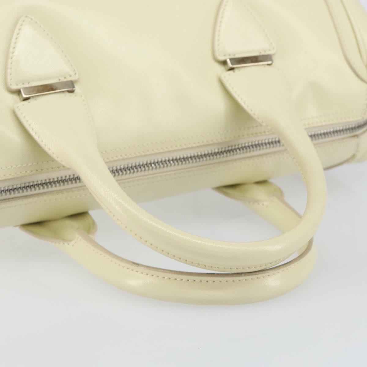 Salvatore Ferragamo Gancini Hand Bag Leather White Silver Auth 143127