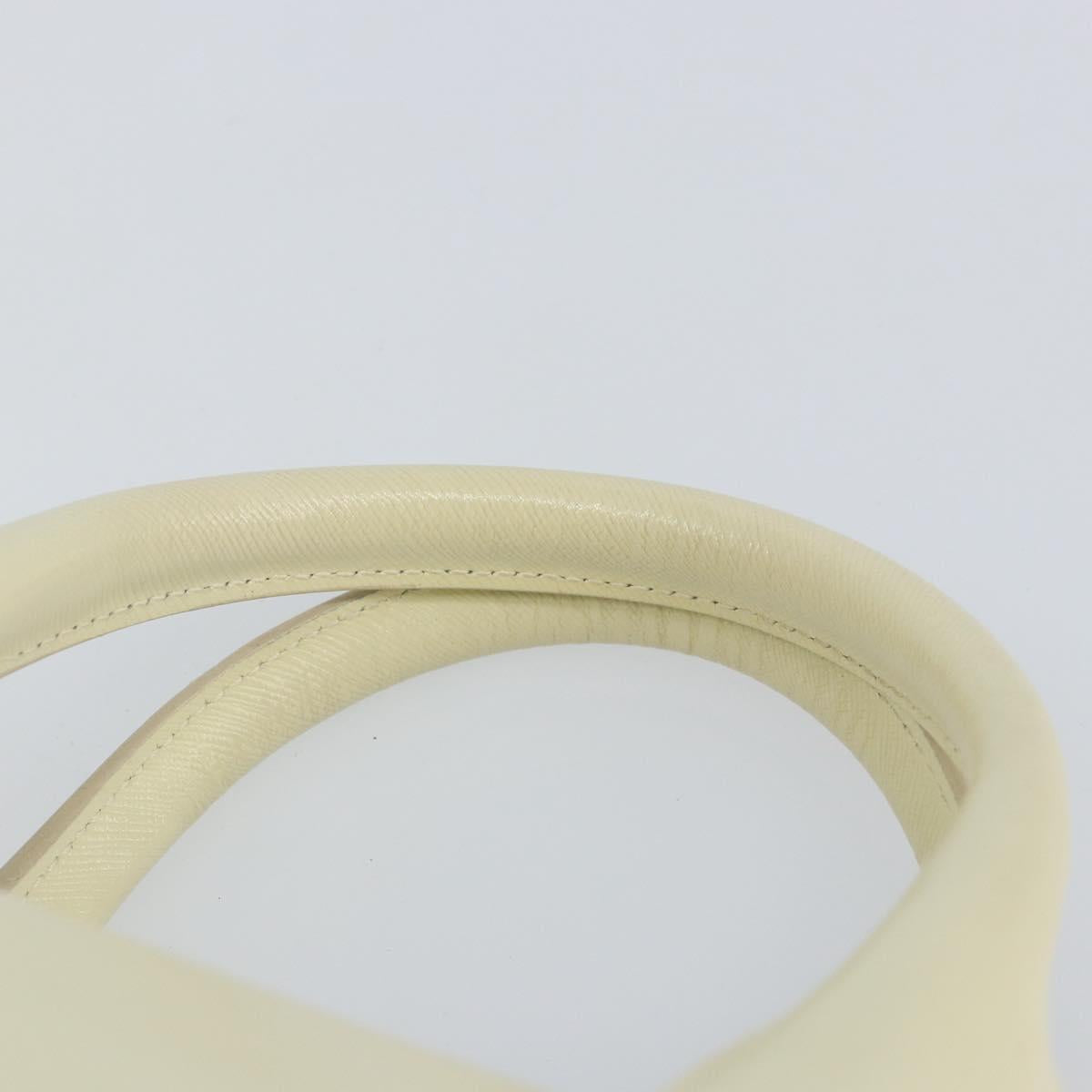 Salvatore Ferragamo Gancini Hand Bag Leather White Silver Auth 143127