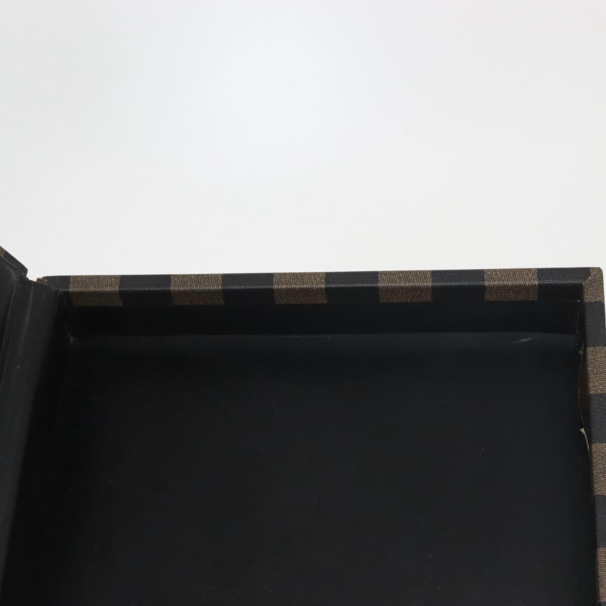 FENDI Attache Case Pecan Canvas Black Brown Auth 143134