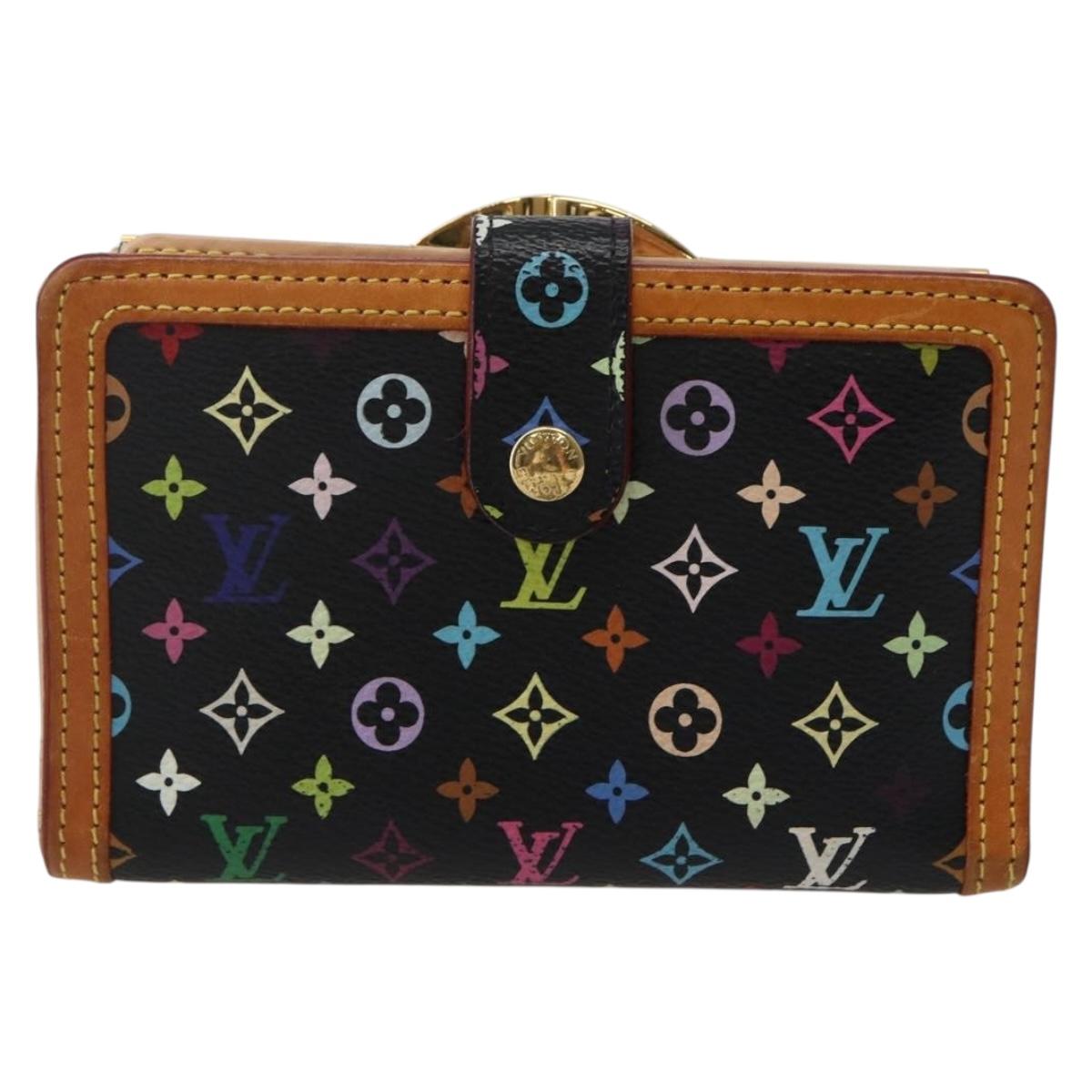 LOUIS VUITTON Multicolor Portefeuille Viennois Wallet Black M92988 Auth 143154