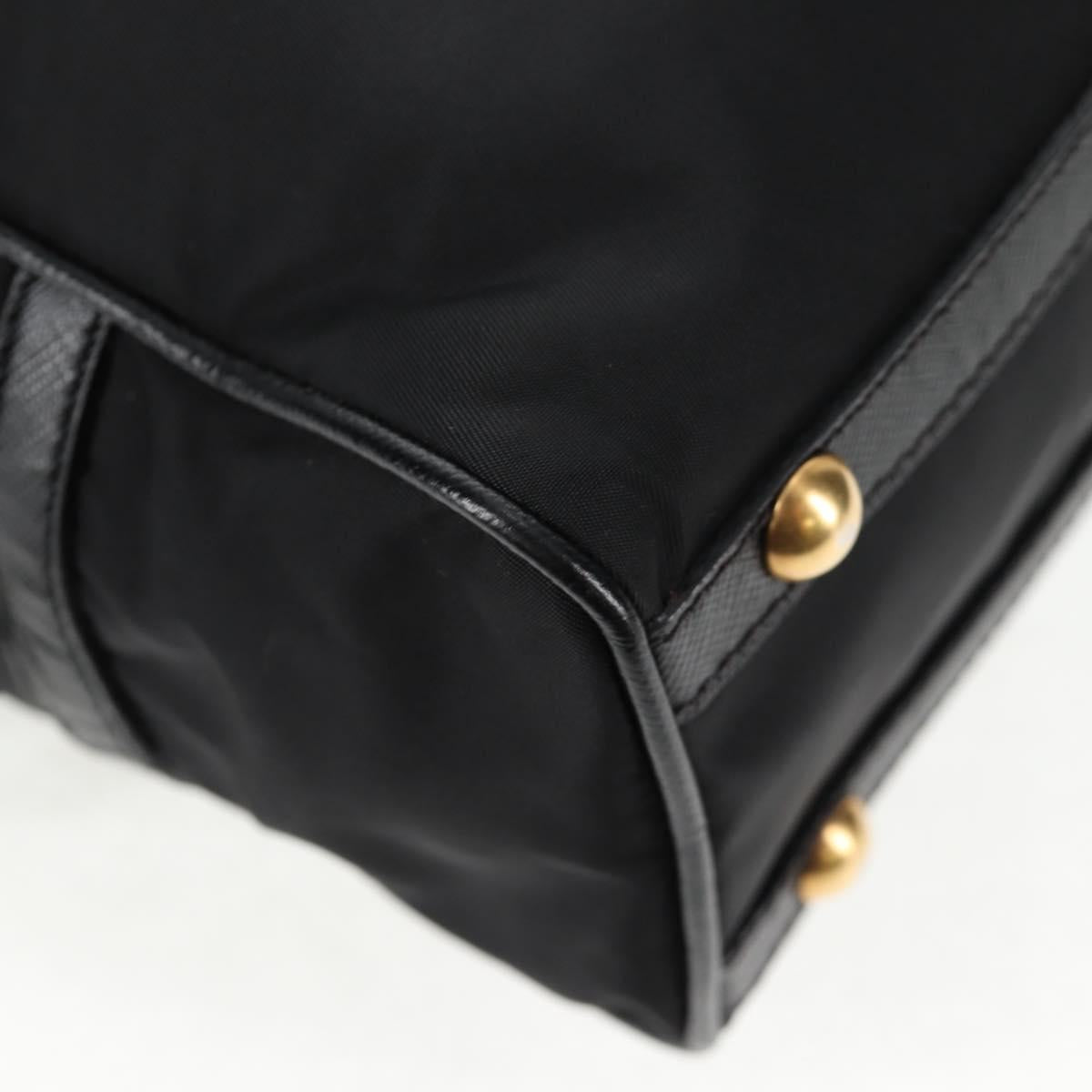 PRADA Hand Bag Nylon 2way Black Gold Auth 143157V
