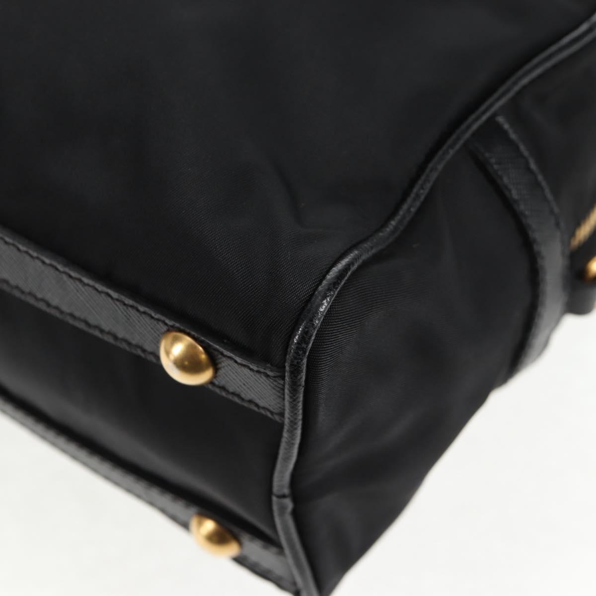 PRADA Hand Bag Nylon 2way Black Gold Auth 143157V