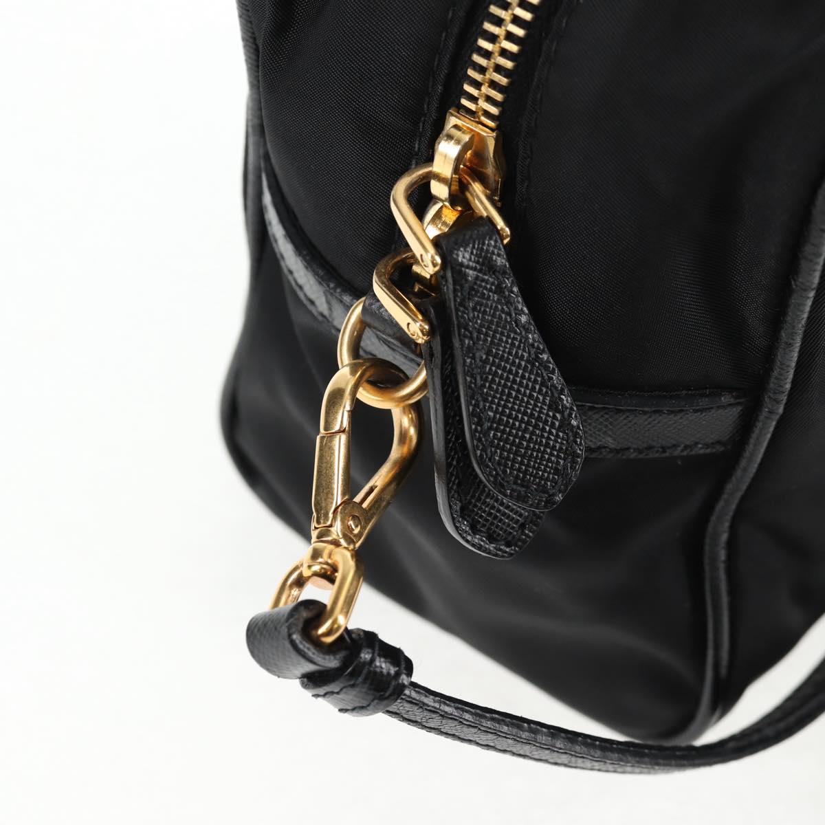 PRADA Hand Bag Nylon 2way Black Gold Auth 143157V
