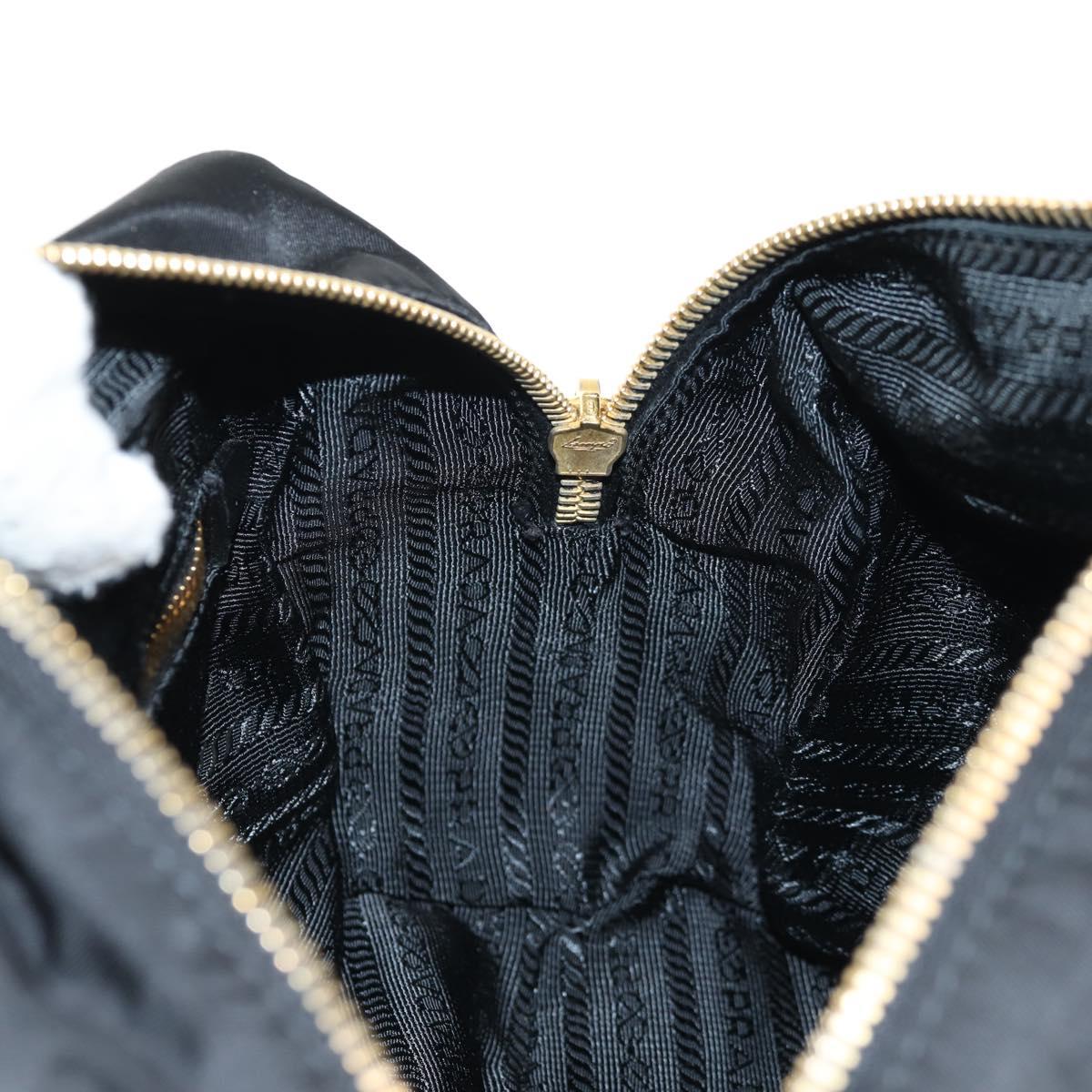 PRADA Hand Bag Nylon 2way Black Gold Auth 143157V