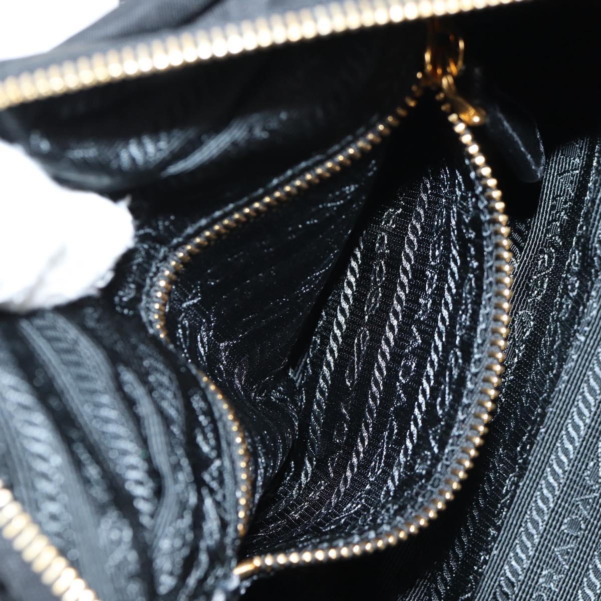 PRADA Hand Bag Nylon 2way Black Gold Auth 143157V