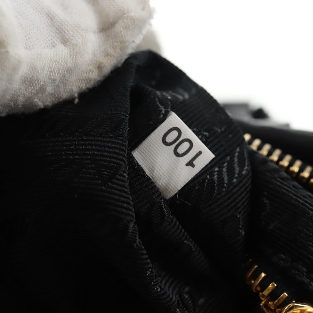PRADA Hand Bag Nylon 2way Black Gold Auth 143157V